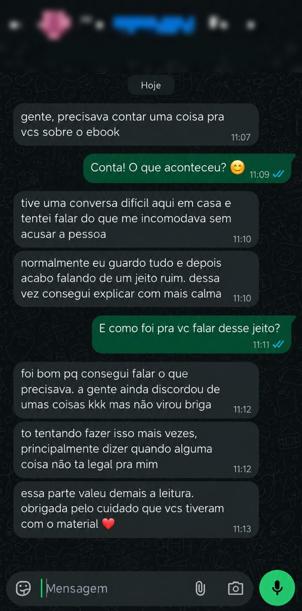 Conversa no WhatsApp: leitora conta que o material ajudou a evitar uma discussão em casa